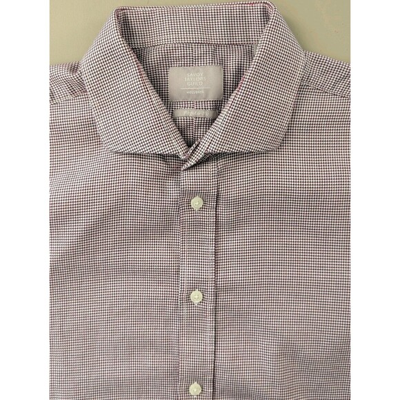 Savoy Taylors Guild Moss Bros Men's Dress Shirt Size 17 Geometric Print Office - Picture 12 of 12